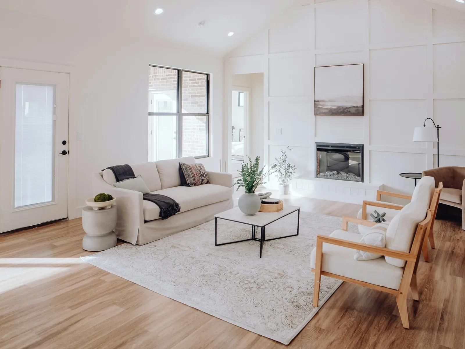 Bright vaulted living room in a modern new-build home